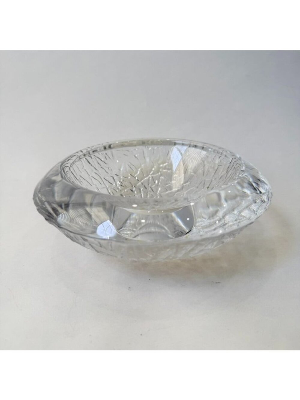 Orrefors Signed Crystal Glass Bowl Ashtray Scandinavian Mid Century Sweden